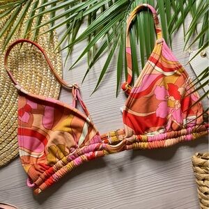 Billabong Boho Floral Double Banded Tri Bikini Top